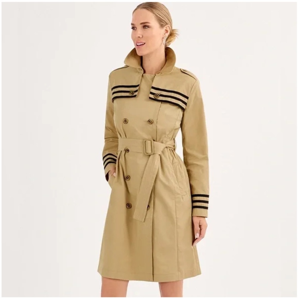 CAbi Runway Trench Coat with Black Stripes - Spring 25